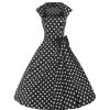 Pretty Kitty Fashion Black And White 50S Polka Dot Swing Bow Dress | 50S Swing Dresses