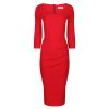 Pretty Kitty Fashion 3/4 Sleeve Square Neckline Wiggle Pencil Dress | Wiggle Dresses