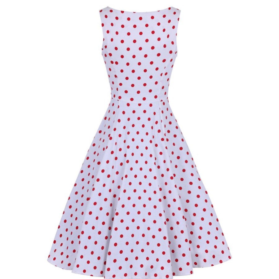 Pretty Kitty Fashion White And Red Polka Dot 50S Audrey Swing Dress | Rockabilly Dresses