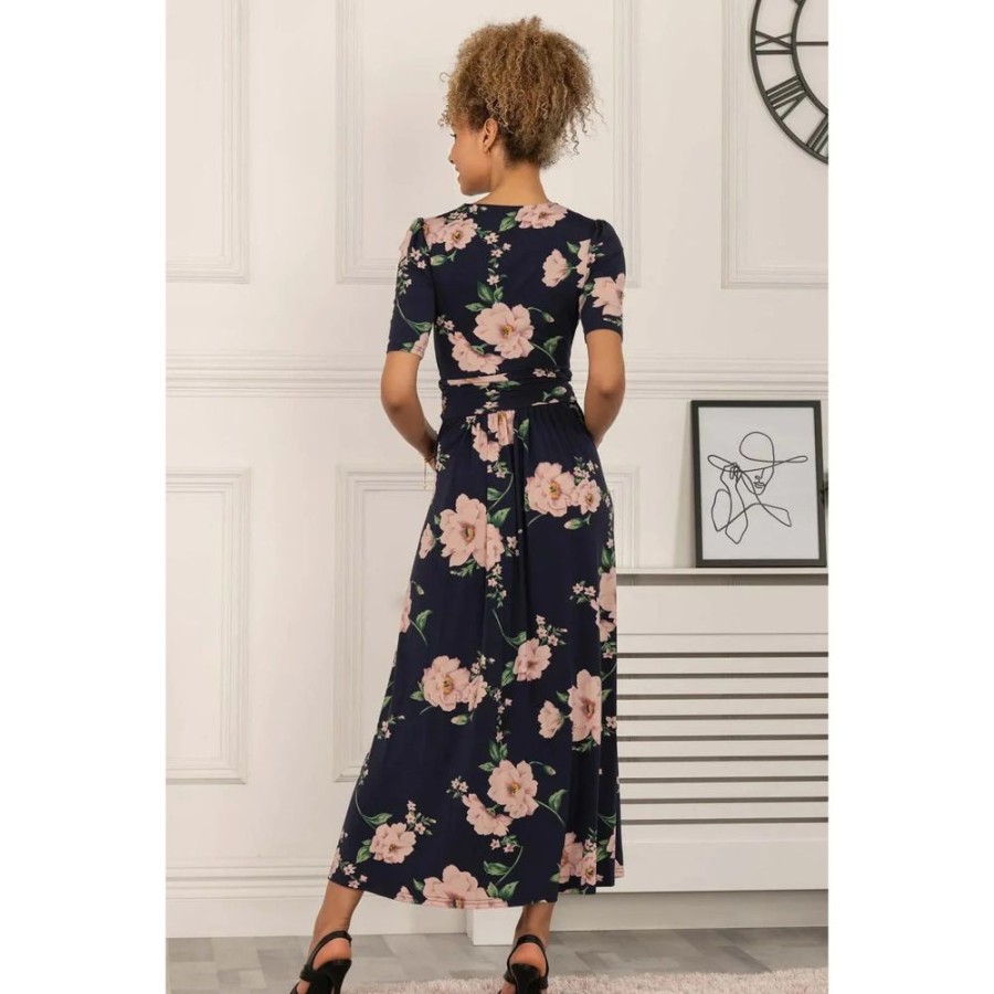 Jolie Moi Jolie Moi Floral Pleat Short Sleeve Jersey Dress | Pencil Dresses