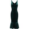 Pretty Kitty Fashion Emerald Velour Sleeveless Peplum Hem V Neck Wiggle Dress | Wiggle Dresses