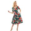 Pretty Kitty Fashion Floral Print 1/2 Sleeve Pin Up Rockabilly 50S Swing Dress | 50S Swing Dresses