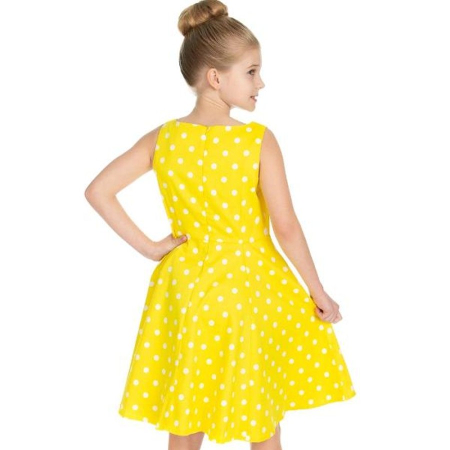 Pretty Kitty Fashion Little Kitty Girl'S Yellow White Polka Dot Party Dress | Girls