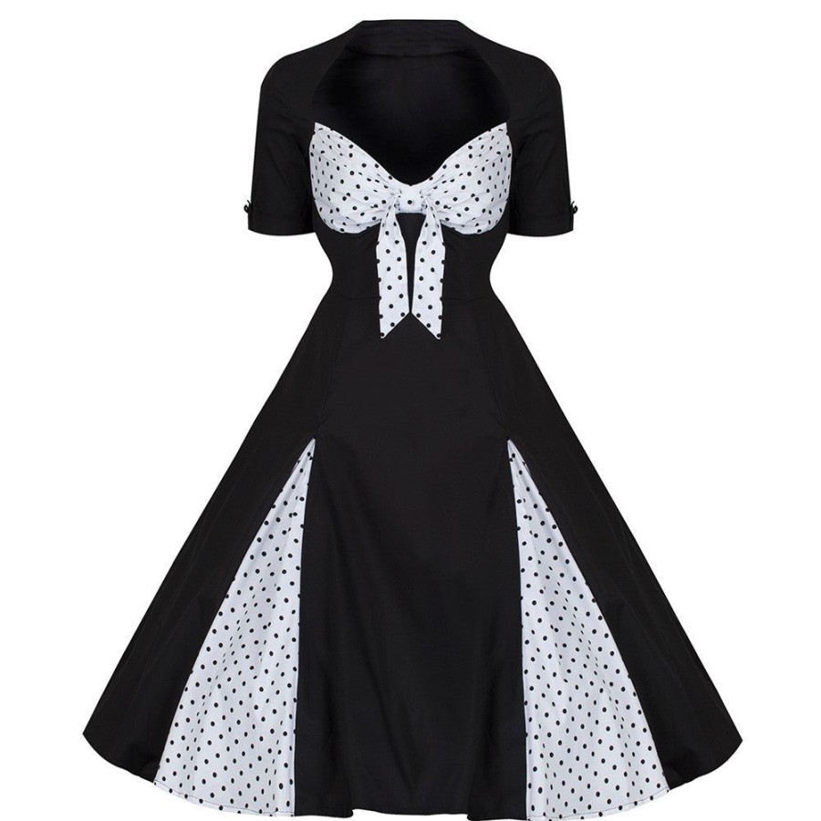 Pretty Kitty Fashion And White Polka Dot Retro 50S Rockabilly Dress | 50S Swing Dresses