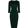 Pretty Kitty Fashion Dark 3/4 Sleeve Sweetheart Neckline Bodycon Wiggle Pencil Dress | Wiggle Dresses