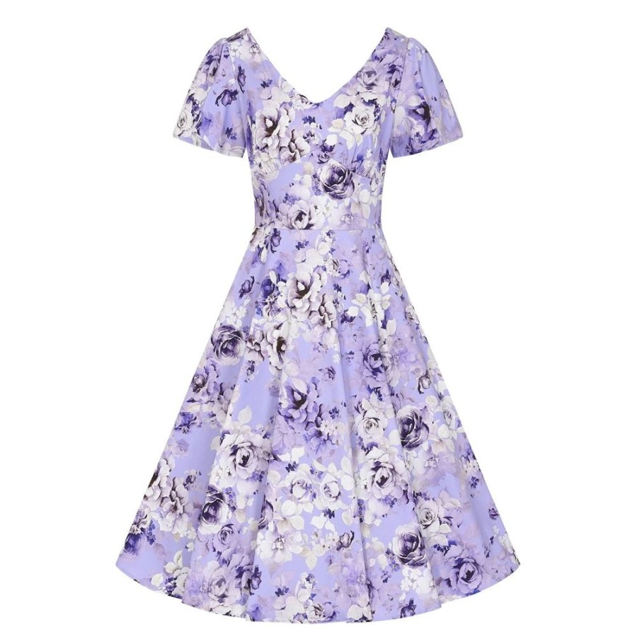 Hearts and Roses Floral Print Short Sleeve Swing Tea Dress | Rockabilly Dresses