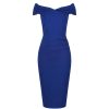 Pretty Kitty Fashion Cap Sleeve Crossover Top Bardot Wiggle Pencil Dress | Wiggle Dresses