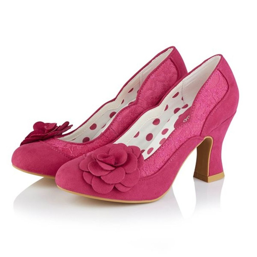 Ruby Shoo Ruby Shoo Chrissie Fuchsia Heeled Corsage Court Shoes | Shoes