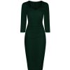 Pretty Kitty Fashion Dark 3/4 Sleeve Sweetheart Neckline Bodycon Wiggle Pencil Dress | Party Dresses