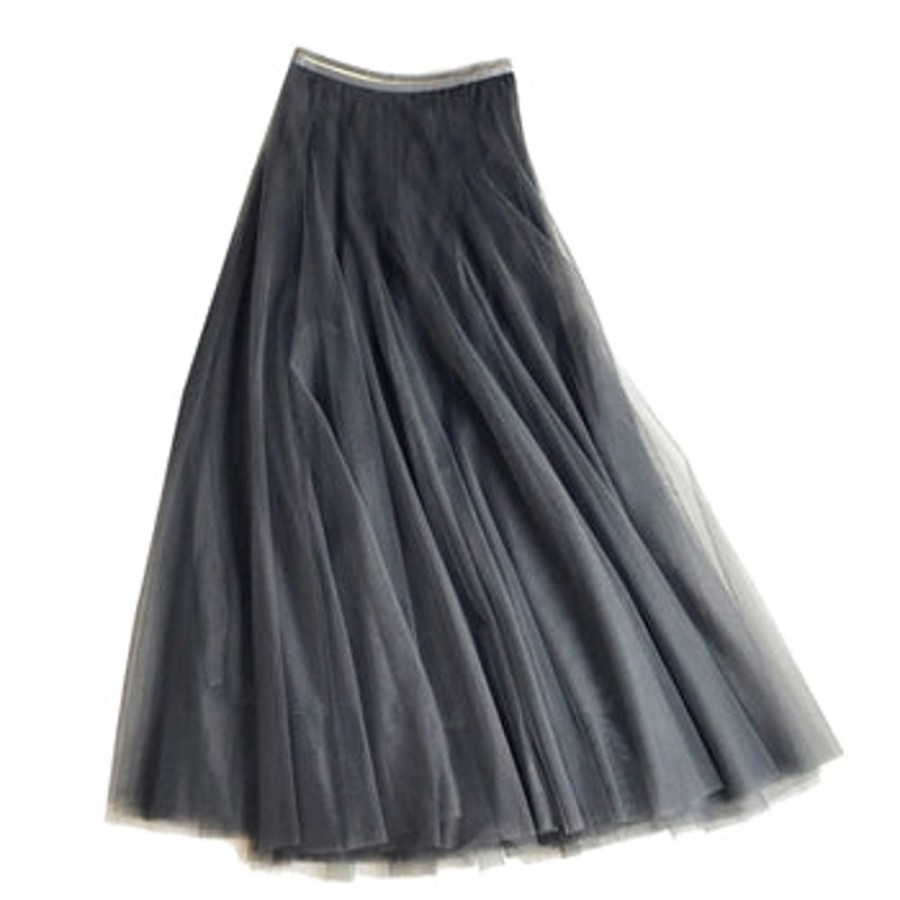 White Leaf Charcoal Tulle Layered Skirt | Skirts