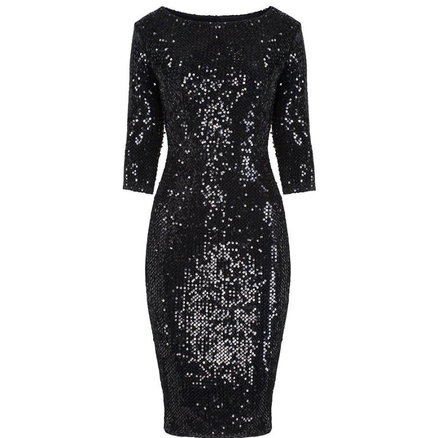 Pretty Kitty Fashion Velour Big Sequin Wiggle Dress | Party Dresses