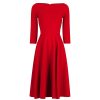 Pretty Kitty Fashion 3/4 Sleeve Boat Neck Audrey Hepburn Style 50S Swing Dress | Rockabilly Dresses