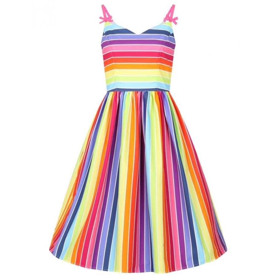 Hell Bunny Rainbow Print Summer 50S Swing Dress | 50S Swing Dresses