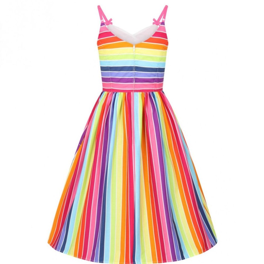 Hell Bunny Rainbow Print Summer 50S Swing Dress | 50S Swing Dresses