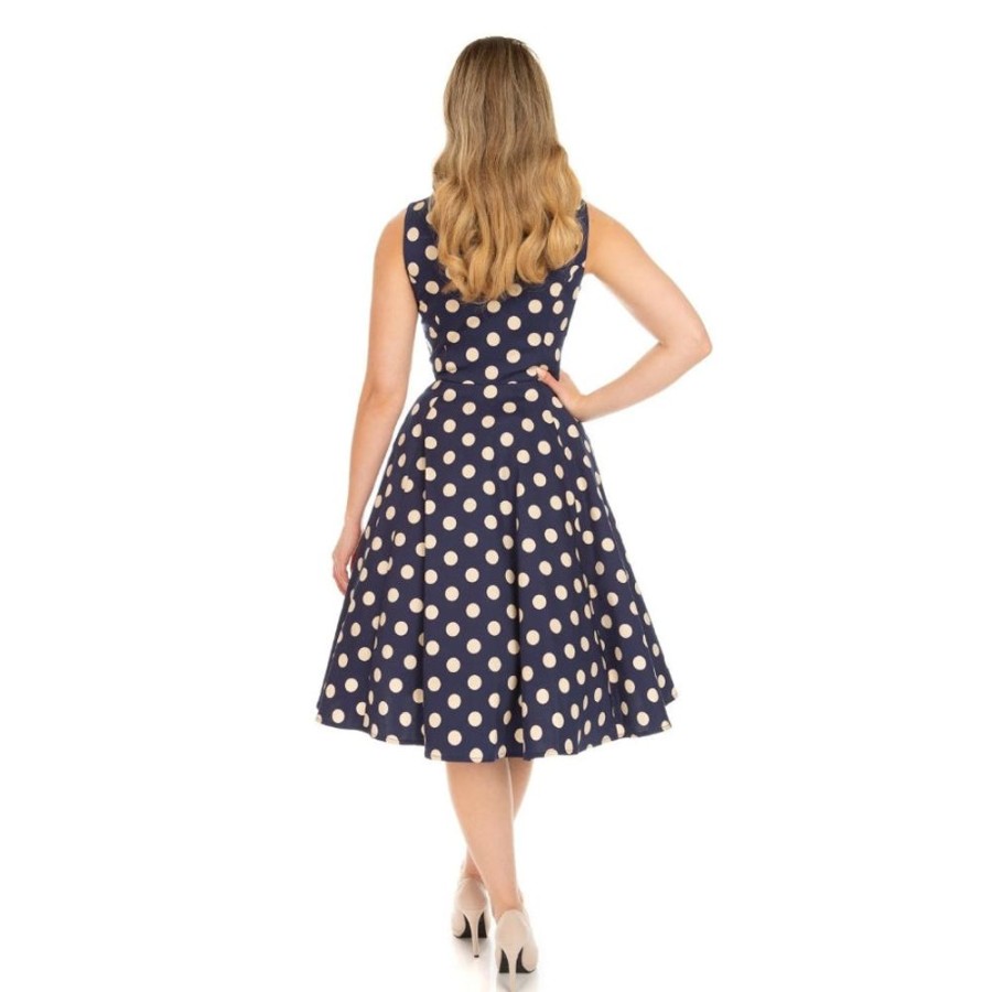 Pretty Kitty Fashion Blue Audrey Polka Dot Rockabilly 50S Swing Dress | Polka Dot Dresses