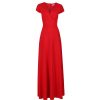 Pretty Kitty Fashion V Neck Cap Sleeve Maxi Dress | Party Dresses