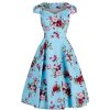 Pretty Kitty Fashion Sky Vintage Floral Blossom Rockabilly 50S Swing Dress | Rockabilly Dresses