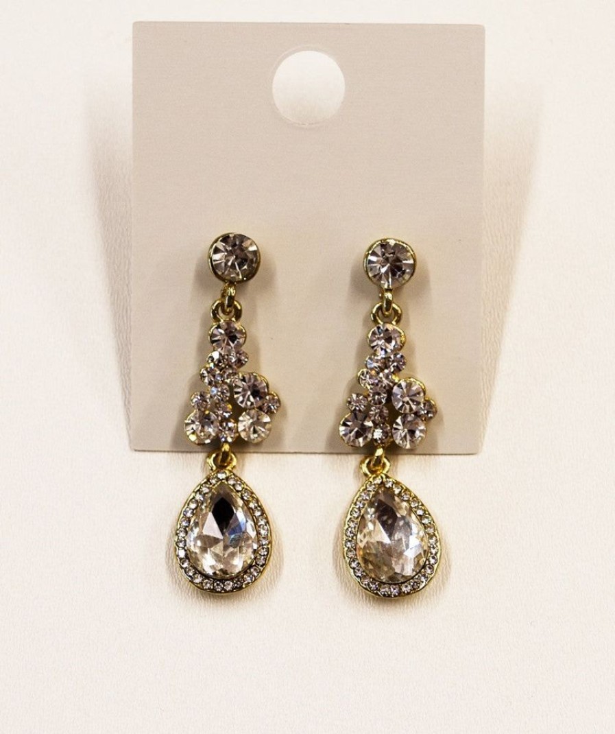 White Leaf Diamante Cluster Earrings | Jewellery