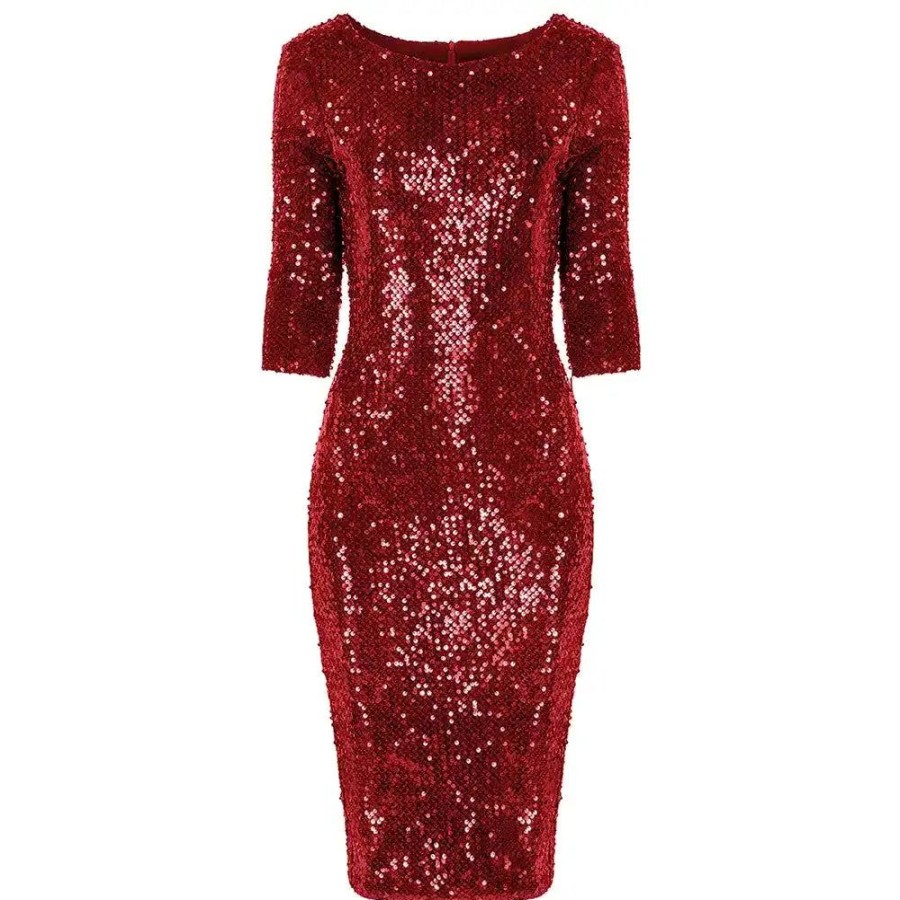 Pretty Kitty Fashion Velour Sequin Wiggle Dress | Party Dresses