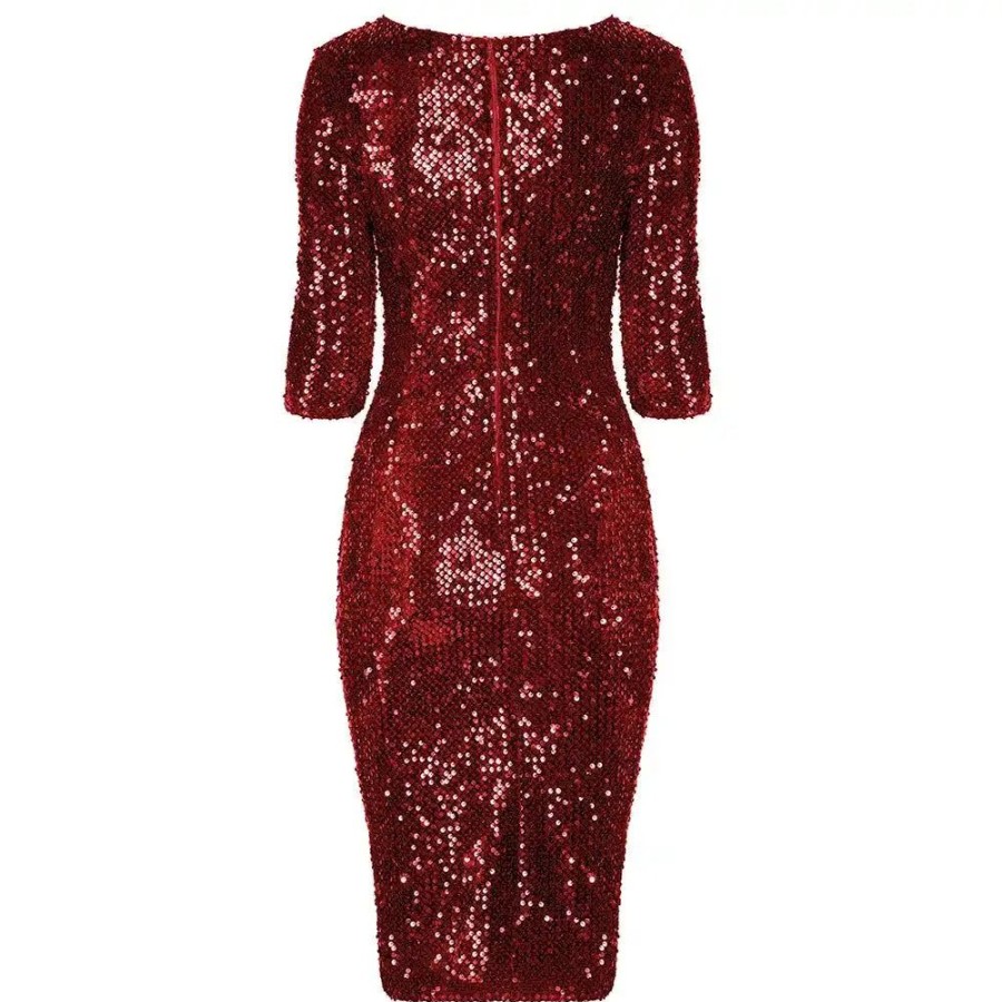 Pretty Kitty Fashion Velour Sequin Wiggle Dress | Party Dresses