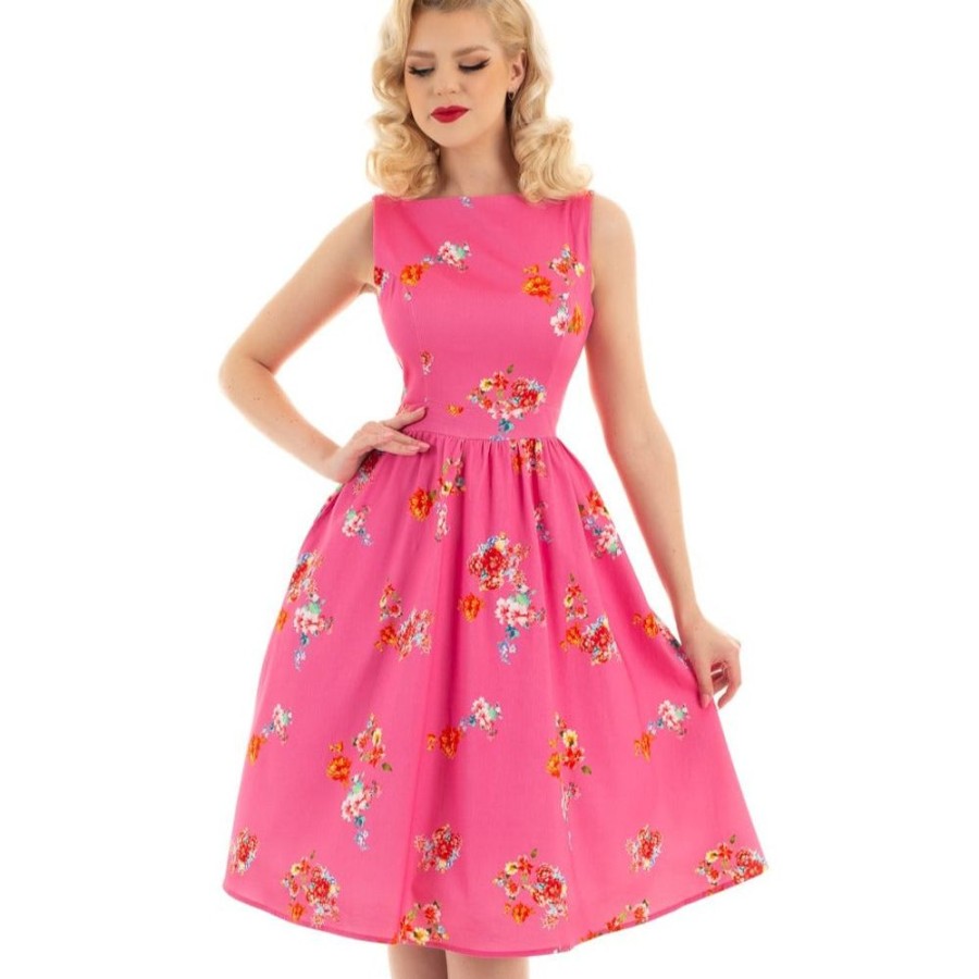 Pretty Kitty Fashion Summer Retro Floral Print 50S Swing Audrey Dress | Floral Dresses