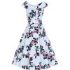 Pretty Kitty Fashion Pale Floral Print Vintage 50S Capped Sleeve Swing Dress | Rockabilly Dresses