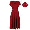 Pretty Kitty Fashion Red & Sparkly Glitter A Line Crossover Top Capped Sleeve Tea Swin | Tea Dresses