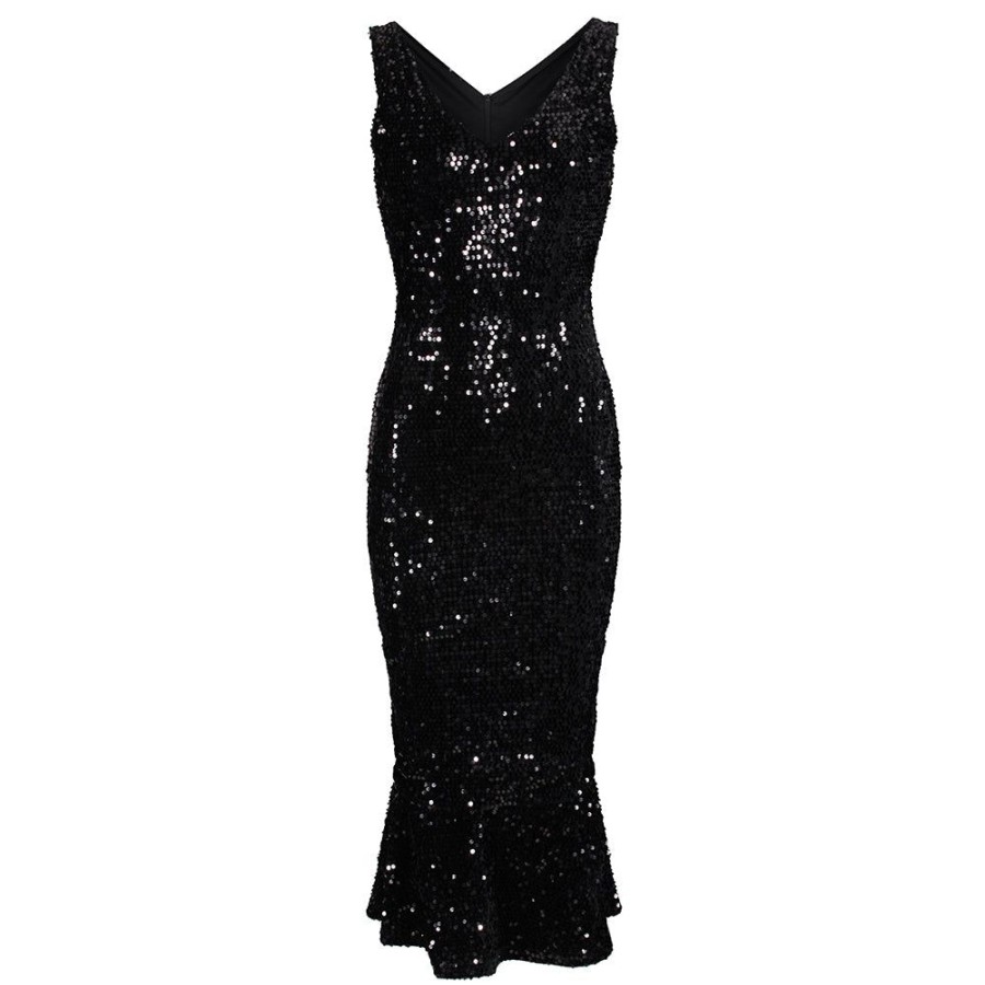 Pretty Kitty Fashion Sequin Sleeveless Peplum Hem Bodycon Wiggle Party Dress | Wiggle Dresses