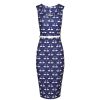 Pretty Kitty Fashion Navy Swan Print Bodycon Pencil Dress | Wiggle Dresses