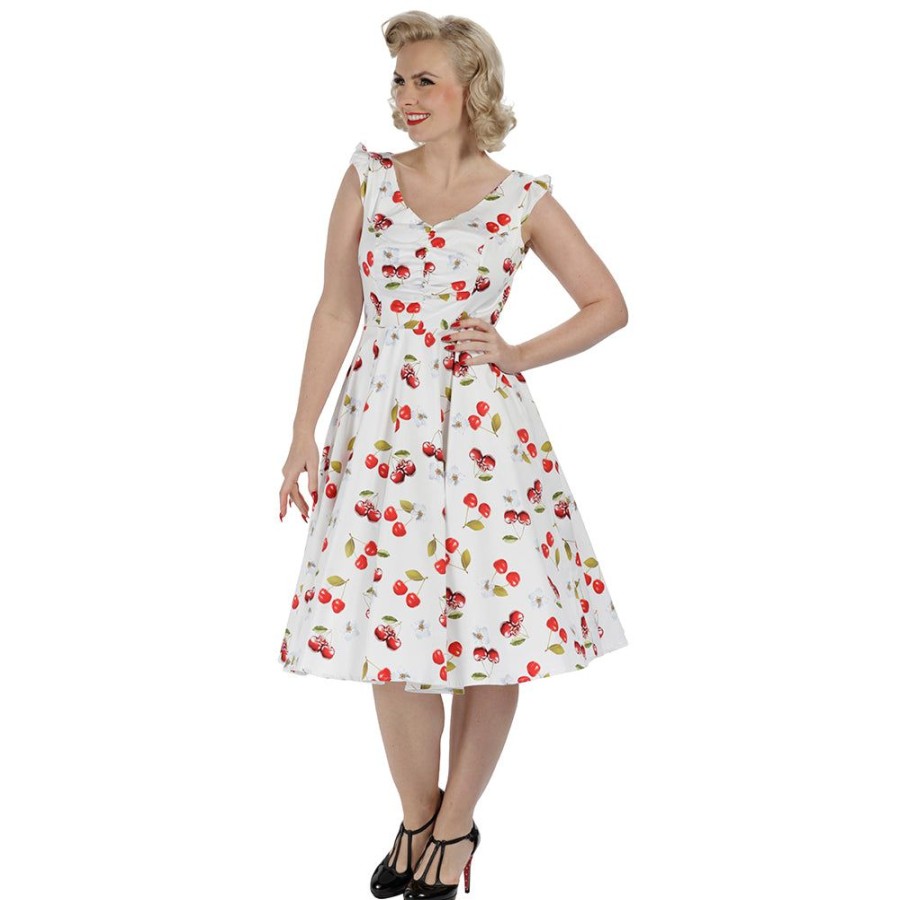 Pretty Kitty Fashion White And Red Cherry Print Rockabilly 50S Swing Dress | Prom Dresses