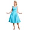 Pretty Kitty Fashion Pretty Blue Turquoise White Polka Dot Sleeveless Rockabilly 50S Swing | Audrey Dresses