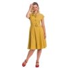 Pretty Kitty Fashion Mustard Polka Dot Fit & Flare Cap Sleeve Tea Dress | Tea Dresses