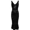 Pretty Kitty Fashion Sequin Sleeveless Peplum Hem Bodycon Wiggle Party Dress | Pencil Dresses