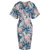 Pretty Kitty Fashion Floral Half Batwing Sleeve Crossover Top Pencil Dress | Wiggle Dresses