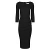 Pretty Kitty Fashion 3/4 Sleeve Square Neckline Wiggle Pencil Dress | Pencil Dresses