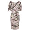 Pretty Kitty Fashion Dusky Floral Print Butterfly Sleeve Slinky Pencil Cocktail Dress | Party Dresses