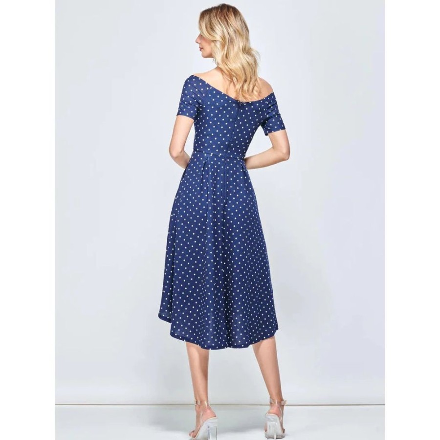 Jolie Moi Jolie Moi Fit & Flare Pleated Polka Dot Midi Dress | Jolie Moi Dresses