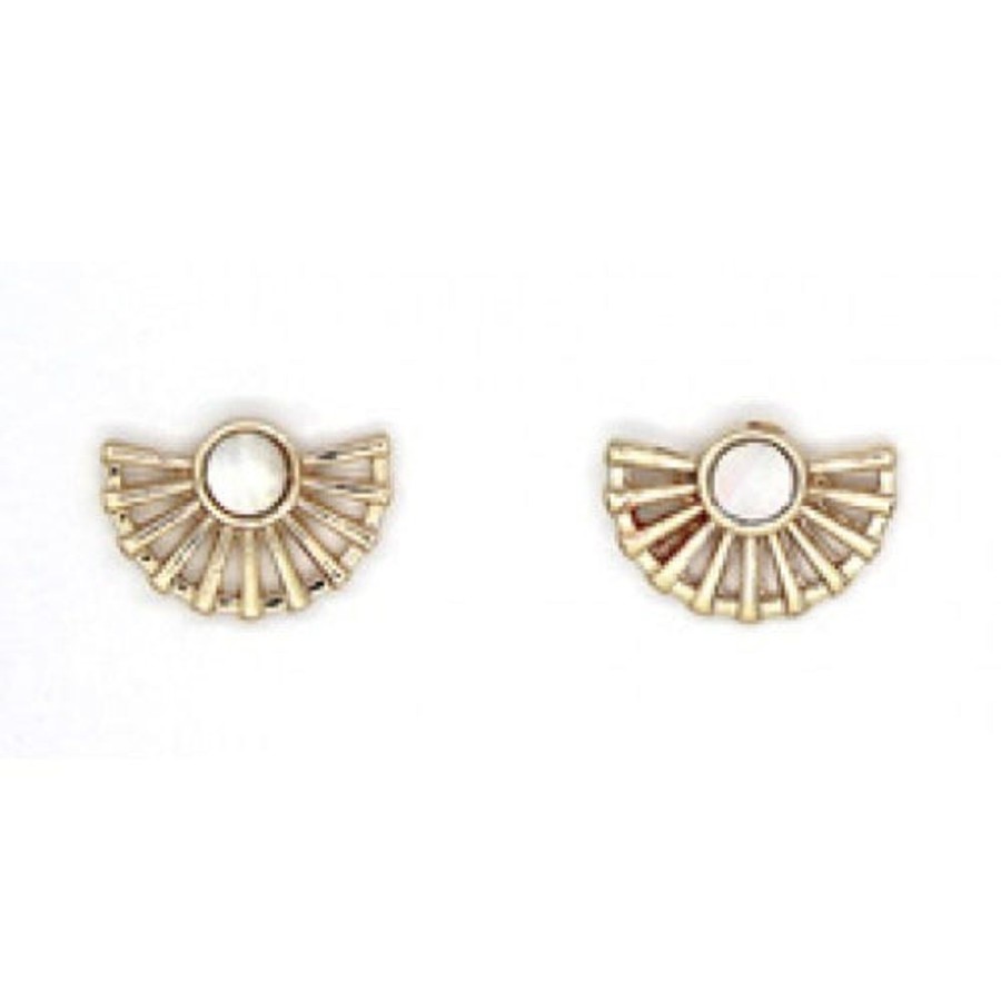 Isles And Stars Gold And Mother Of Pearl Fan Shape Earrings | Jewellery