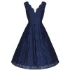 Jolie Moi Jolie Moi Vintage Navy Embroidered Lace Swing Dress | Party Dresses