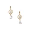 White Leaf Circle Crystal Gem With Glass Teardrop Earrings | Jewellery