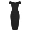 Pretty Kitty Fashion Cap Sleeve Crossover Top Bardot Wiggle Dress | Little Black Dresses