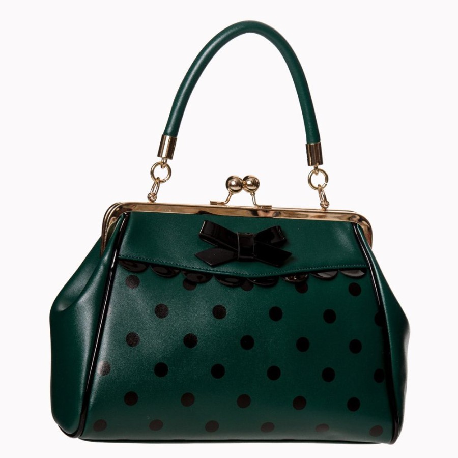 Pretty Kitty Fashion Green And Black Vintage Polka Dot Handbag | Bags & Purses