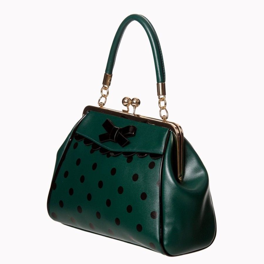 Pretty Kitty Fashion Green And Black Vintage Polka Dot Handbag | Bags & Purses