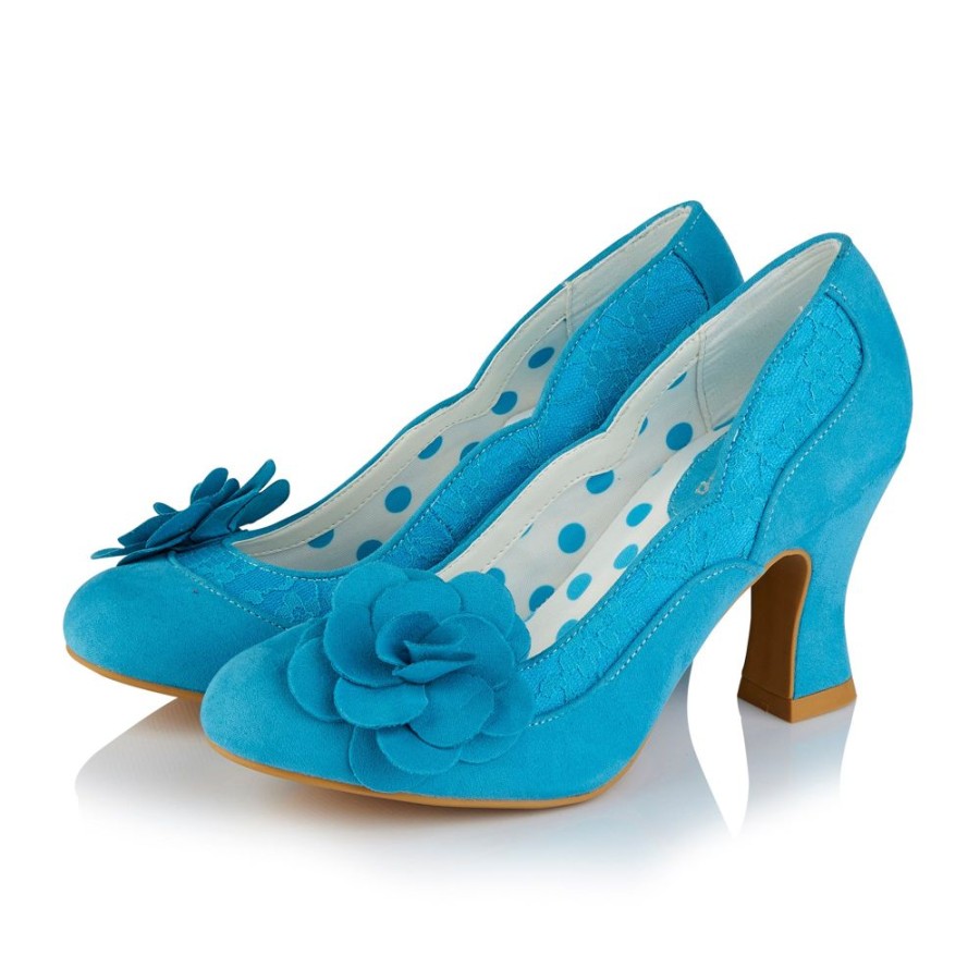 Ruby Shoo Ruby Shoo Chrissie Turquoise Heeled Corsage Court Shoes | Shoes