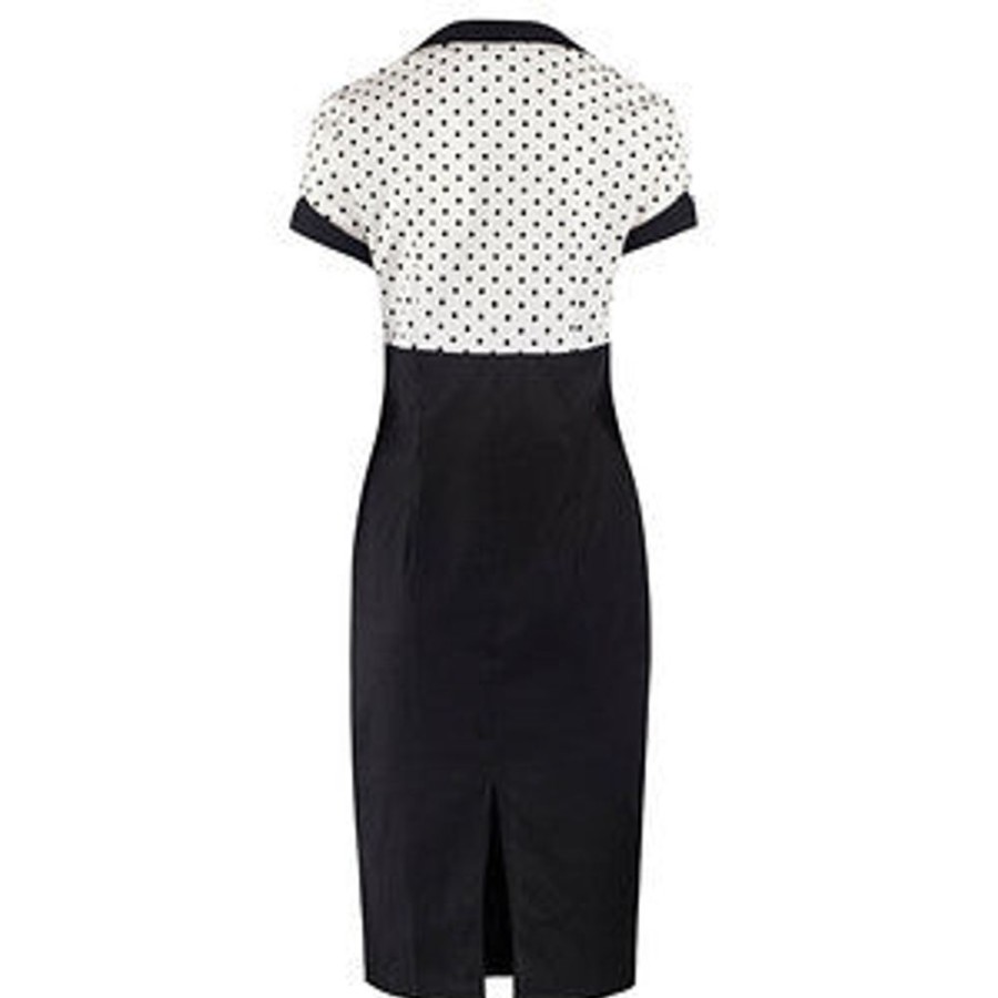 Pretty Kitty Fashion Black And White Polka Dot Top Retro 50S Pencil Dress | Little Black Dresses