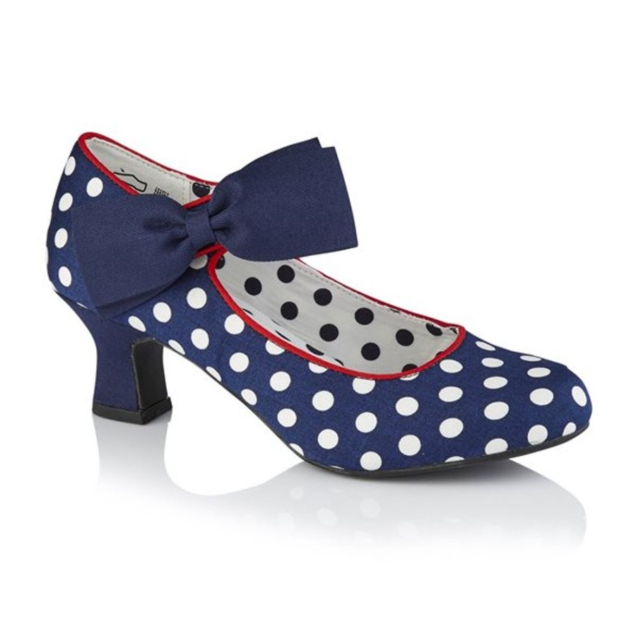 Ruby Shoo Ruby Shoo Navy Polka Dot Bow Court Shoes | Shoes