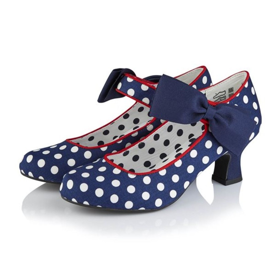 Ruby Shoo Ruby Shoo Navy Polka Dot Bow Court Shoes | Shoes