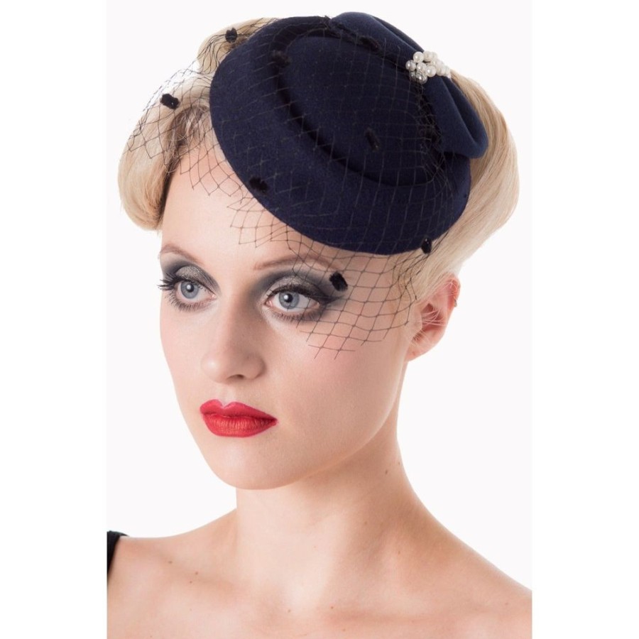 Pretty Kitty Fashion Navy Blue Vintage Retro Pillbox Hat Fascinator | Hats & Fascinators