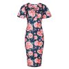 Pretty Kitty Fashion Floral Print Half Sleeve Deep V Neck Crossover Top Wiggle Dress | Wiggle Dresses