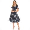 Hearts and Roses Dark Butterfly Print Sweetheart Neckline Rockabilly 50S Swing Dre | Tea Dresses